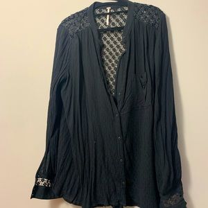 Free People Black Blouse